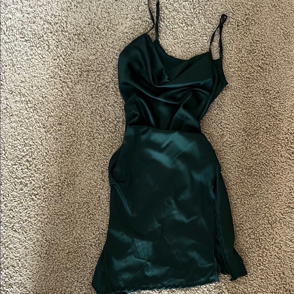 Elegant Green Satin Dress